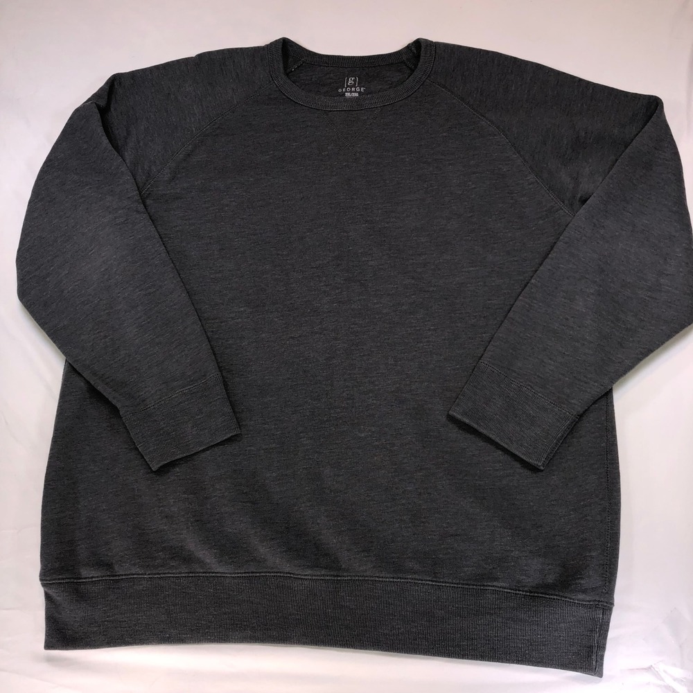 George Mens Charcoal Heather Gray Raglan Crewneck Sweatshirt 2XL GM48Y112B